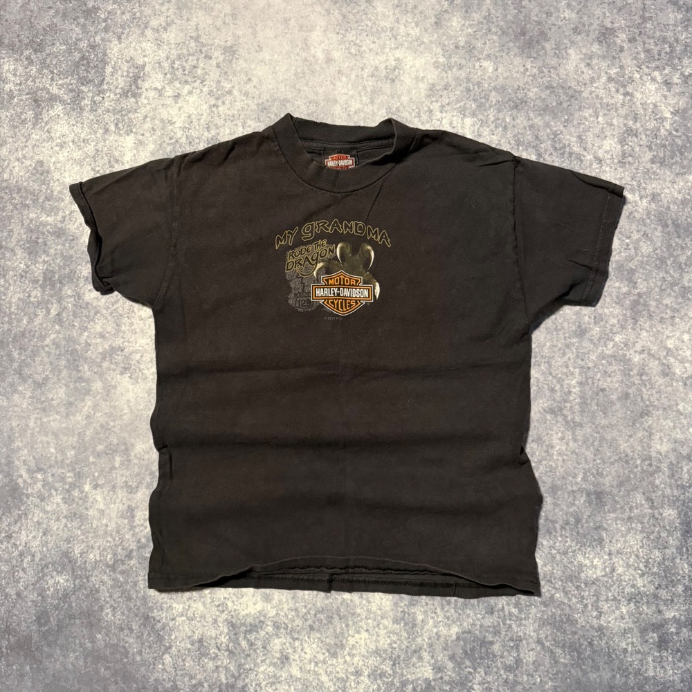 Vintage Harley Davidson Smoky Mountain Dragon Kids T-Shirt Black Size M 10-12